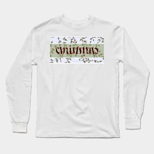 Roundel-Christmas text with Holly Long Sleeve T-Shirt